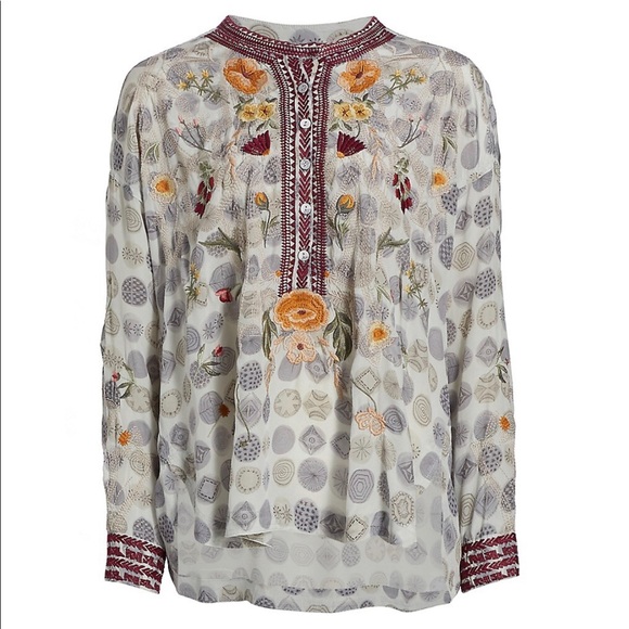 SOLD*** $315 NWT Sz 3X Jessabella Johnny Was 100% Silk Embroidered Blouse - Picture 5 of 16
